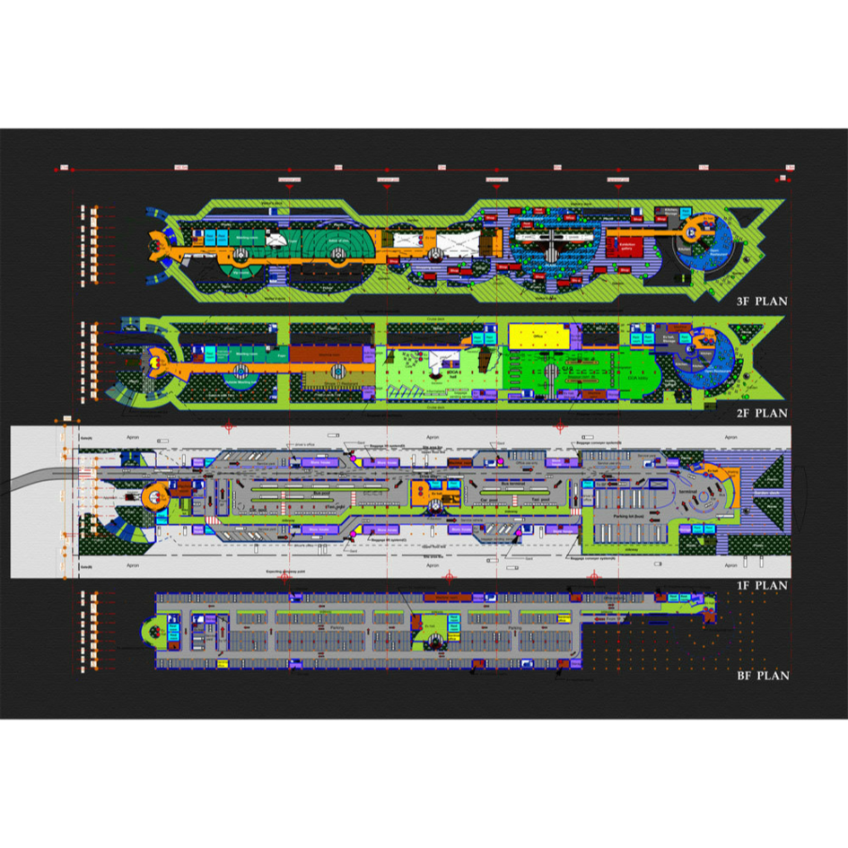 建築家の平面図Yokohama International Terminal Concept Floor Plan